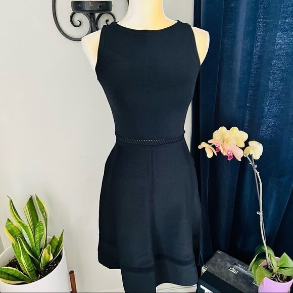 French Connection Tia Tobey Flare Dress, Little Black Dress, Black, Size 2 NWT - Picture 2 of 15